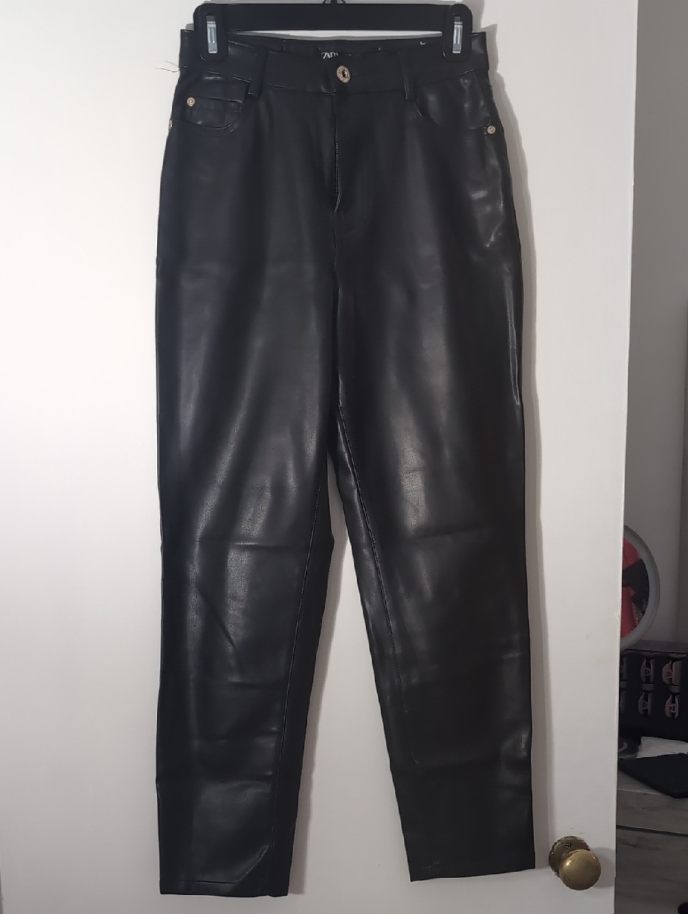 Zara Women’s Black Faux Leather Trousers